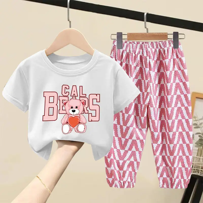 Kids Girls Summer Clothes Set Short Sleeved Cartoon T-Shirt+ Pants 2Pcs Tracksuits Children Sets Clothing Outfits For 1-8Y
Kids Girls Summer Clothes Set Short Sleeved Cartoon T-Shirt+ Pants 2Pcs Tracksuits Children Sets Clothing Outfits For 1-8Y
