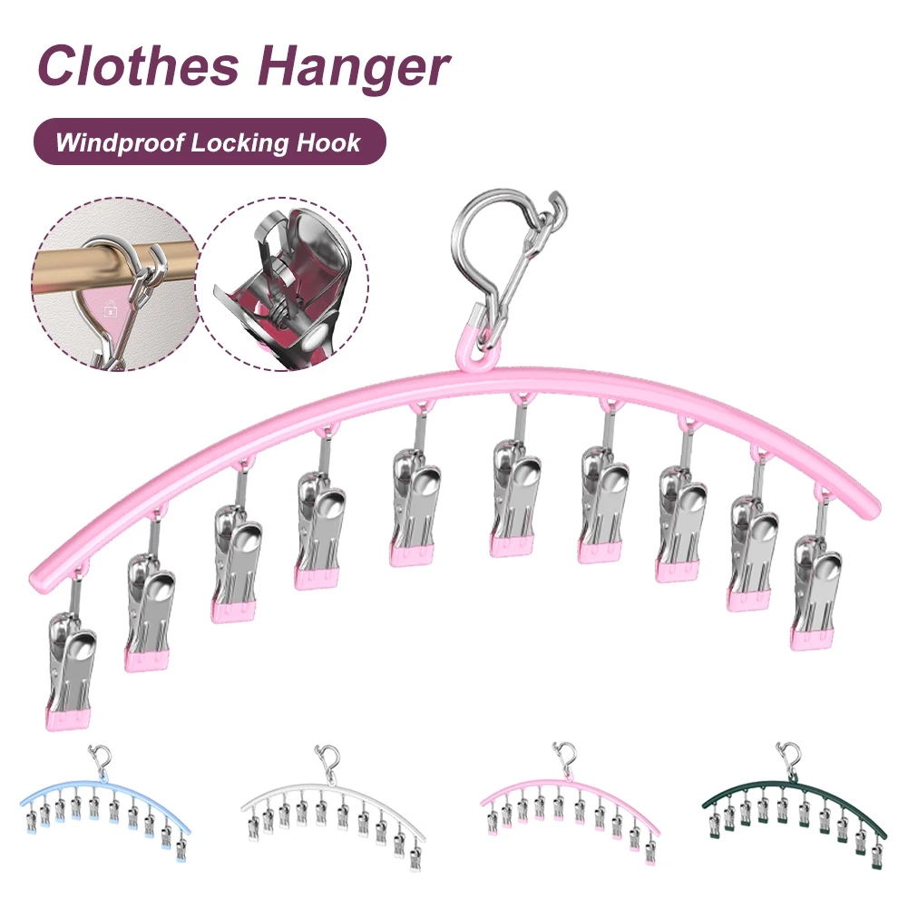Clothes Hanger With 10 Clips Stainless Steel Laundry Drying Rack Sock Hanger Clip For Bras Towel Underwear Diaper Baby Clothes
Clothes Hanger With 10 Clips Stainless Steel Laundry Drying Rack Sock Hanger Clip For Bras Towel Underwear Diaper Baby Clothes