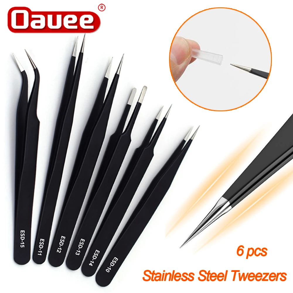 2/6pcs ESD Anti-Static Stainless Steel Tweezers Precision Maintenance Industrial Repair Home Working Model Making Hand Tool
2/6pcs ESD Anti-Static Stainless Steel Tweezers Precision Maintenance Industrial Repair Home Working Model Making Hand Tool