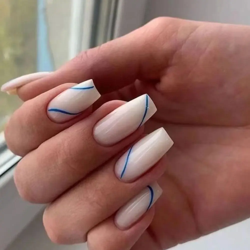 Long Ballerina False Nails New Blue Pinstripes Glitter French Crystal Press on Nails Full Cover Detachable Nail Tips DIY
Long Ballerina False Nails New Blue Pinstripes Glitter French Crystal Press on Nails Full Cover Detachable Nail Tips DIY
