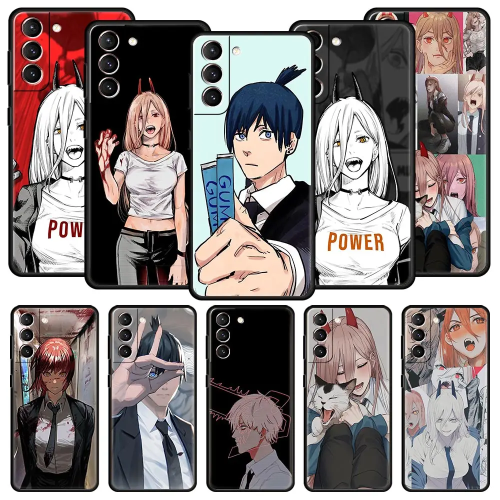 

Anime Power Chainsaw Man Soft Phone Case For Samsung Galaxy S22 S21 S20 FE Ultra 5G S10 S10E S9 S8 Plus Note 10 20 Cover Bumper