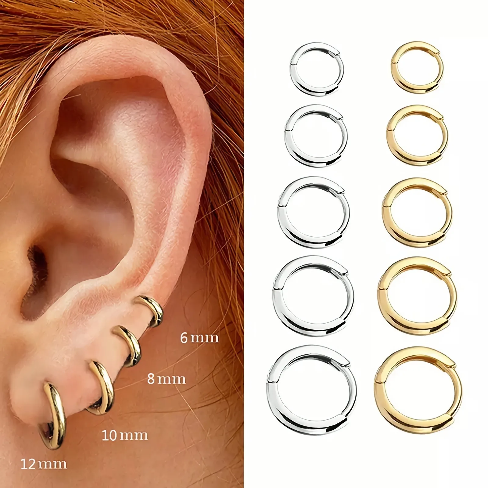 Trendy 18K Gold Plated Hoop Earrings For Women Stainless Steel Round Geometric Huggie Circle Earrings Fashion Jewelry Party Gift
Trendy 18K Gold Plated Hoop Earrings For Women Stainless Steel Round Geometric Huggie Circle Earrings Fashion Jewelry Party Gift