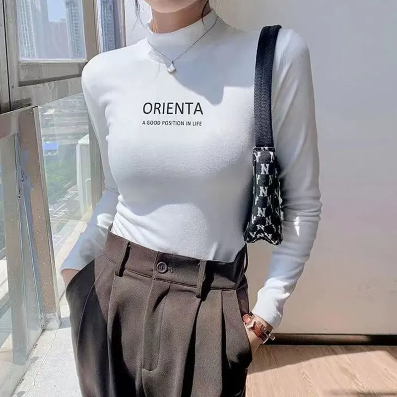 Women's Clothing Autumn Winter Warm Thick Solid Color Long Sleeve Turtleneck Skinny Letter Printed Underpinning Tops Fleece Chic
Women's Clothing Autumn Winter Warm Thick Solid Color Long Sleeve Turtleneck Skinny Letter Printed Underpinning Tops Fleece Chic