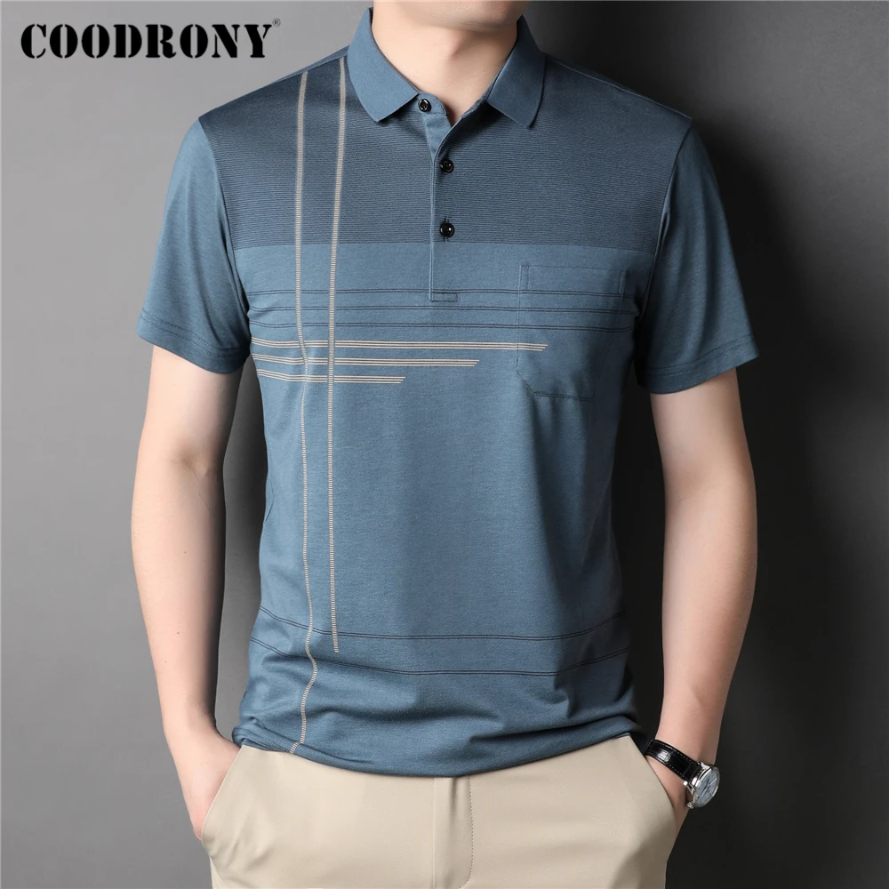 

COODRONY Brand Soft Cotton Striped Short Sleeve Polo-Shirts Men Clothing Summer New Arrivals Fashion Casual T Shirt Homme Z5146S