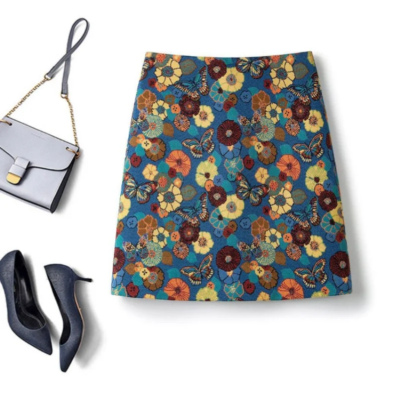 Женская жаккардовая трапециевидная юбка с вышивкой бабочки, облегающая юбка с завышенной талией, весна-осень 2023
Женская жаккардовая трапециевидная юбка с вышивкой бабочки, облегающая юбка с завышенной талией, весна-осень 2023