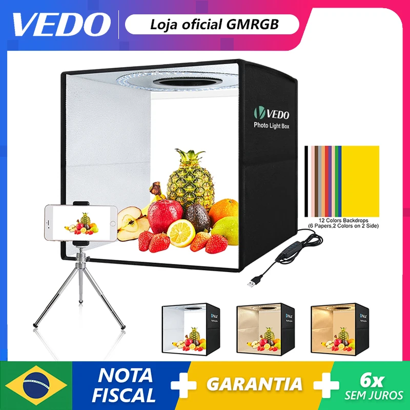 VEDO Photo Studio Lightbox,Portable Photography Light Box Ring LED Softbox Shooting Tent Box Kit 6/12 Colors Backdrops Photobox
VEDO Photo Studio Lightbox,Portable Photography Light Box Ring LED Softbox Shooting Tent Box Kit 6/12 Colors Backdrops Photobox