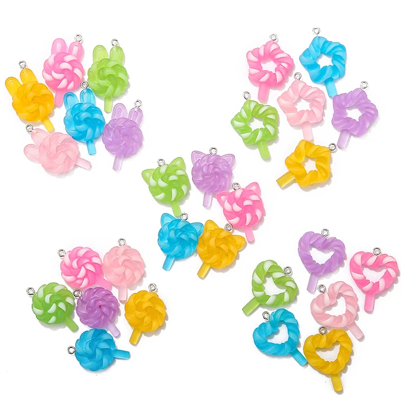 10Pcs Candy mix color Star rabbit cat Lollipop Resin Charms Pendant For DIY Necklace Earrings Keychain Jewelry Accesssories
10Pcs Candy mix color Star rabbit cat Lollipop Resin Charms Pendant For DIY Necklace Earrings Keychain Jewelry Accesssories