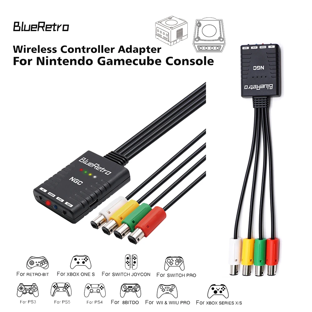 

NGC Blueretro Wireless Controllers Adapter For Nintendo GameCube Compatible with PS5 PS4 Switch Xbox Controller