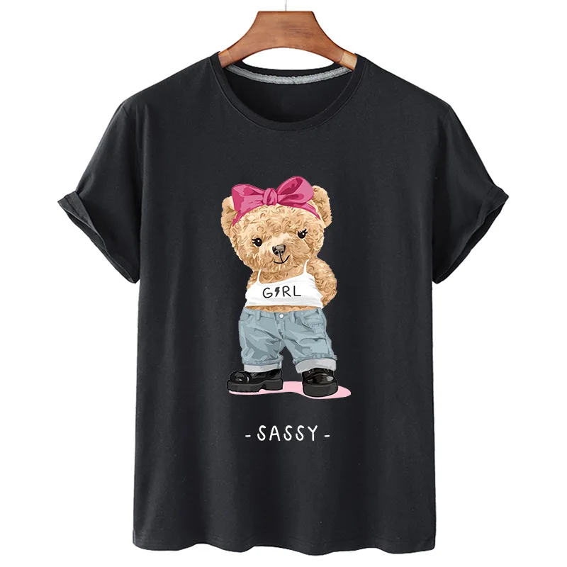 100% Cotton Summer Cool Girls Bear Print Shirt Short Sleeve O Neck Loose T Shirt Women Plus Size T Shirt Men And Women S-4XL
100% Cotton Summer Cool Girls Bear Print Shirt Short Sleeve O Neck Loose T Shirt Women Plus Size T Shirt Men And Women S-4XL