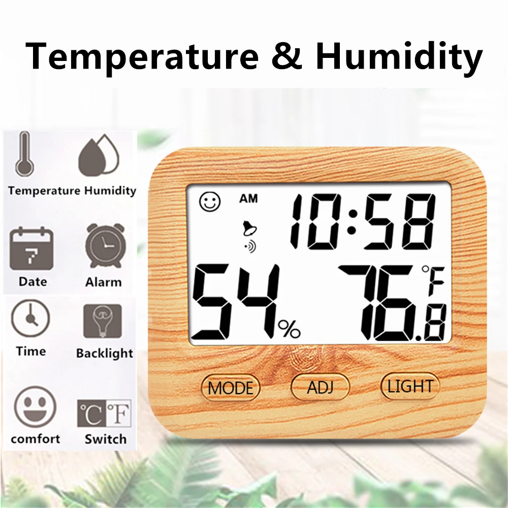 Digital Thermometer Hygrometer ℃/℉ Switch Household Indoor Electronic Temperature Humidity Meter with Strong Magnet Alarm Clock
Digital Thermometer Hygrometer ℃/℉ Switch Household Indoor Electronic Temperature Humidity Meter with Strong Magnet Alarm Clock
