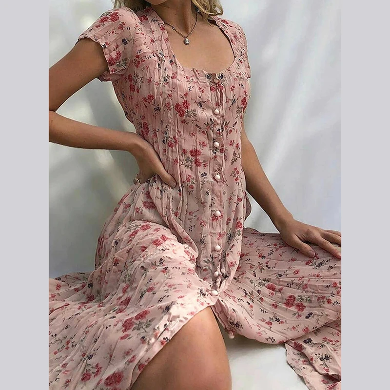 Oversize Women Dress Set Bohemia Vintage Square Neck Short Sleeve Floral Print Buttons Summer Midi Dresses For Women 2023 Party
Oversize Women Dress Set Bohemia Vintage Square Neck Short Sleeve Floral Print Buttons Summer Midi Dresses For Women 2023 Party