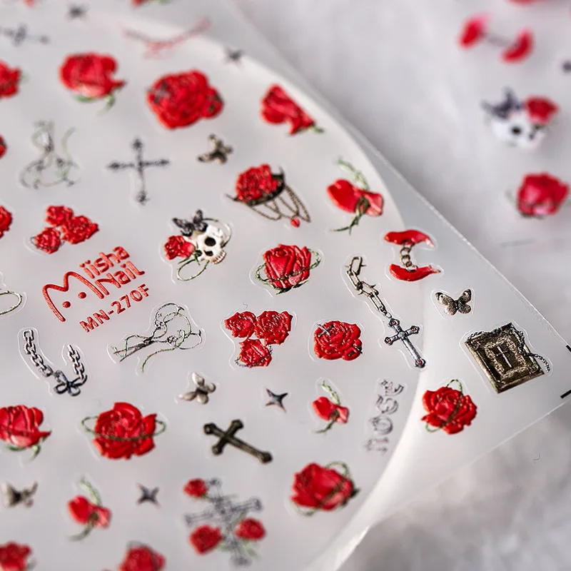 Sexy Girl Red Rose Skull 5D Soft Embossed Reliefs Self Adhesive Nail Art Stickers Horror Dark Doll Design 3D Manicure DIY Decals
Sexy Girl Red Rose Skull 5D Soft Embossed Reliefs Self Adhesive Nail Art Stickers Horror Dark Doll Design 3D Manicure DIY Decals