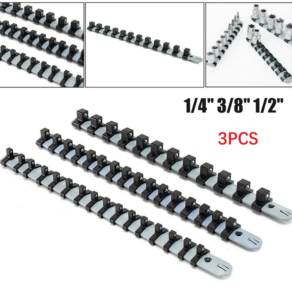 3pcs Plastic Socket Tray Rail Rack Storage Holder Organizer Shelf Stand Socket Wrench Holders Home Tools Storage 1/4" 3/8" 1/2"
3pcs Plastic Socket Tray Rail Rack Storage Holder Organizer Shelf Stand Socket Wrench Holders Home Tools Storage 1/4" 3/8" 1/2"