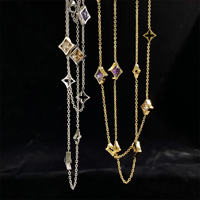 Fashion necklace personality romantic diamond-shaped crystal color diamond broken flower long fashionable jewelry gift
Fashion necklace personality romantic diamond-shaped crystal color diamond broken flower long fashionable jewelry gift