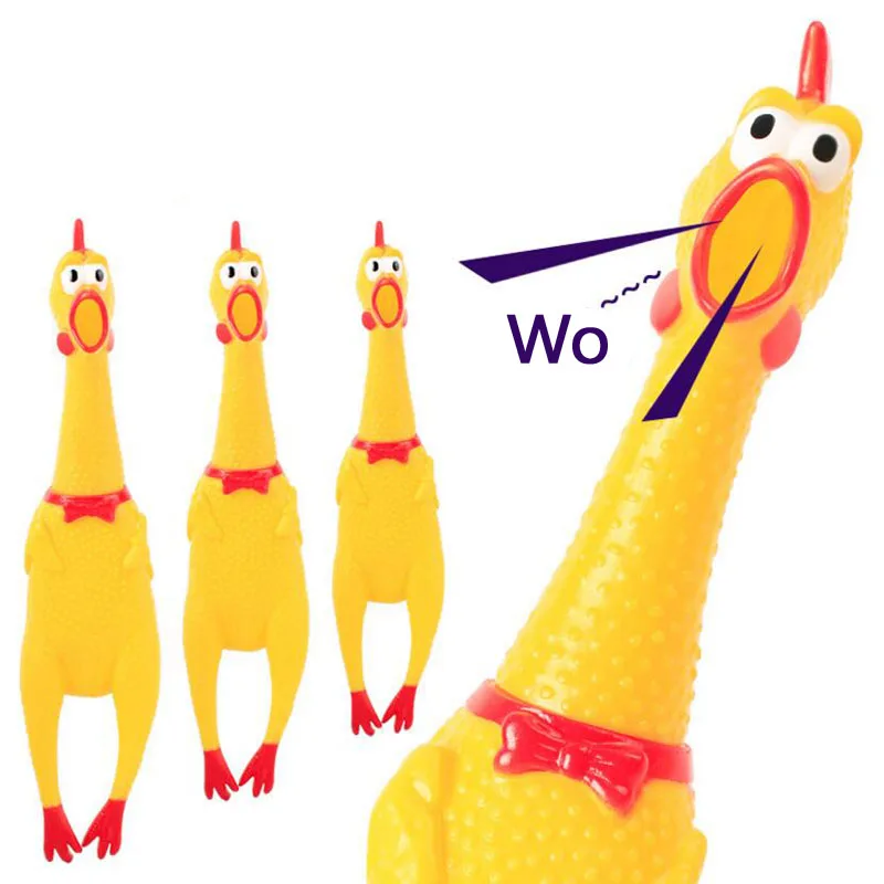 

30cm Funny Vent Pinch Toys Screaming Chicken Rubber Rooster Tricky Joke Stress Reliever Attract Dog Pet Toys Prank For Children