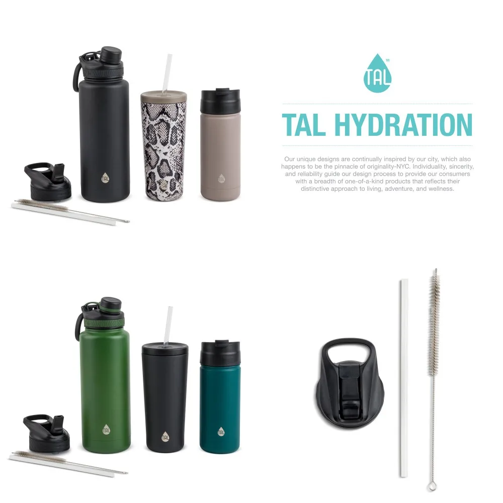 Fabulous Steel Water Bottle Bundle, 9-Piece Set with 40 fl oz, 24 fl oz and 18 fl oz, Including Black, Green and Teal Colors
Fabulous Steel Water Bottle Bundle, 9-Piece Set with 40 fl oz, 24 fl oz and 18 fl oz, Including Black, Green and Teal Colors