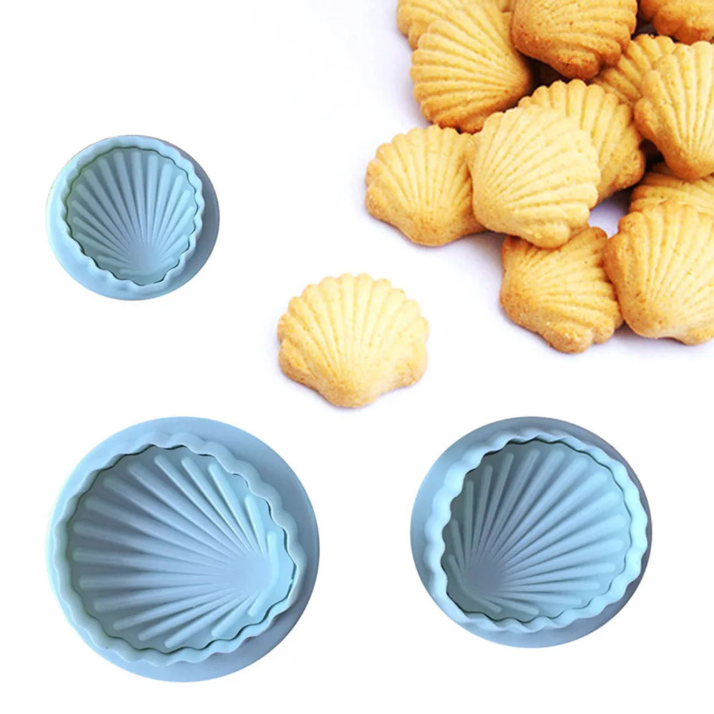3Pcs Shell Shape Plastic Fondant Cake Molds Cookies Plunger Cutter Chocolate Mold Baking Cake Decorating Tools
3Pcs Shell Shape Plastic Fondant Cake Molds Cookies Plunger Cutter Chocolate Mold Baking Cake Decorating Tools
