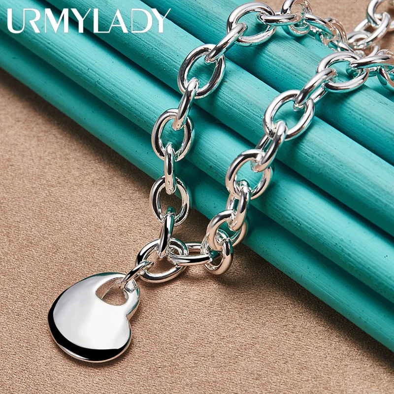 URMYLADY S925 Solid Heart Charm Pendant 18 Inch Chain Necklace For Women Wedding Party Fashion Sterling Silver Jewelry
URMYLADY S925 Solid Heart Charm Pendant 18 Inch Chain Necklace For Women Wedding Party Fashion Sterling Silver Jewelry