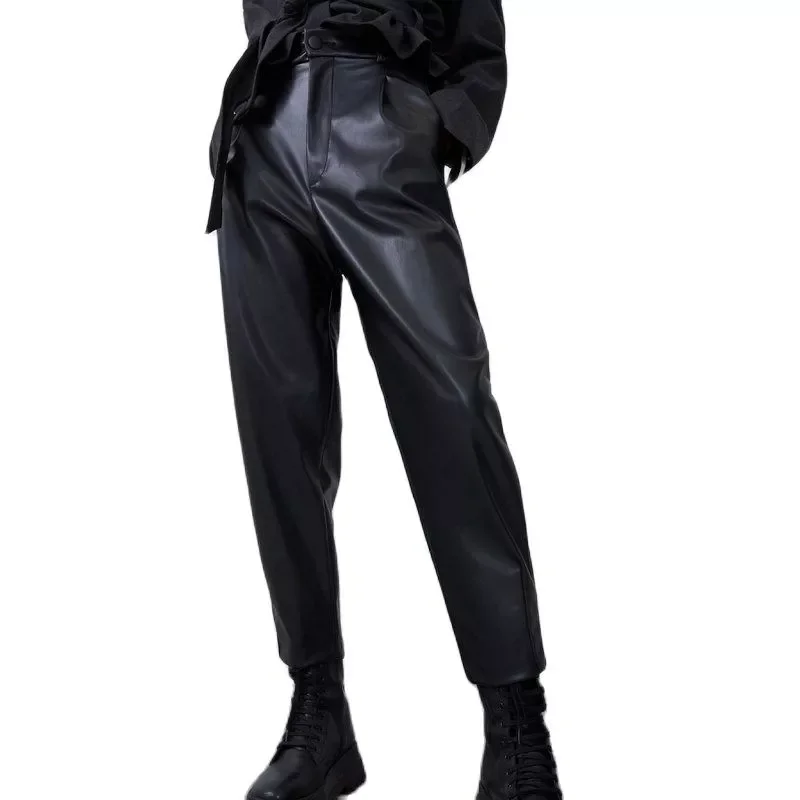 2023NEW New Fashion Autumn Winter Women High Waist Black Faux Leather Pants Lady PU Loose Pencil Trousers Elegant Pocket Streetw
2023NEW New Fashion Autumn Winter Women High Waist Black Faux Leather Pants Lady PU Loose Pencil Trousers Elegant Pocket Streetw