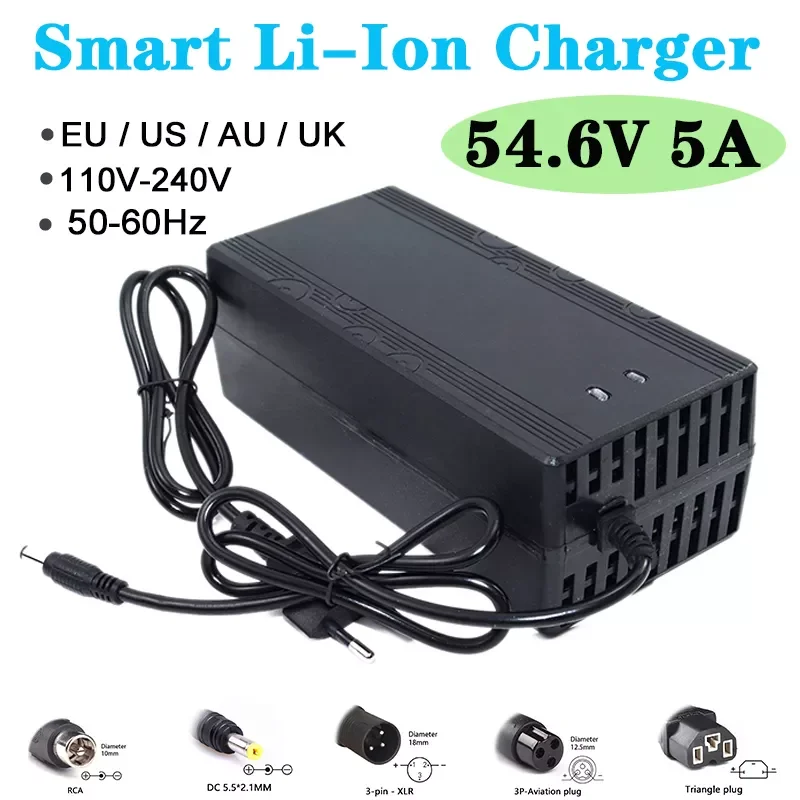 54.6V 5A Li-ion Charger 13S 48V Battery Pack Charger 5A Charge Constant Current Constant Voltage Intelligent Power Off
54.6V 5A Li-ion Charger 13S 48V Battery Pack Charger 5A Charge Constant Current Constant Voltage Intelligent Power Off