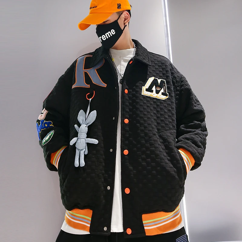 American Hip Hop Waffle Plaid Jacket Spring Autumn Streetwear Couple Embroidery Label Coat Funko Pop Korean Baseball Uniform Men
American Hip Hop Waffle Plaid Jacket Spring Autumn Streetwear Couple Embroidery Label Coat Funko Pop Korean Baseball Uniform Men