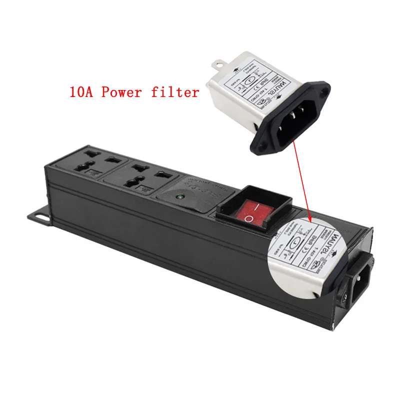 PDU 2 Unit Universal Outlet Power strip Network Cabinet Rack Dual Break Switch wave filter IEC-C14 port lightning protection
PDU 2 Unit Universal Outlet Power strip Network Cabinet Rack Dual Break Switch wave filter IEC-C14 port lightning protection