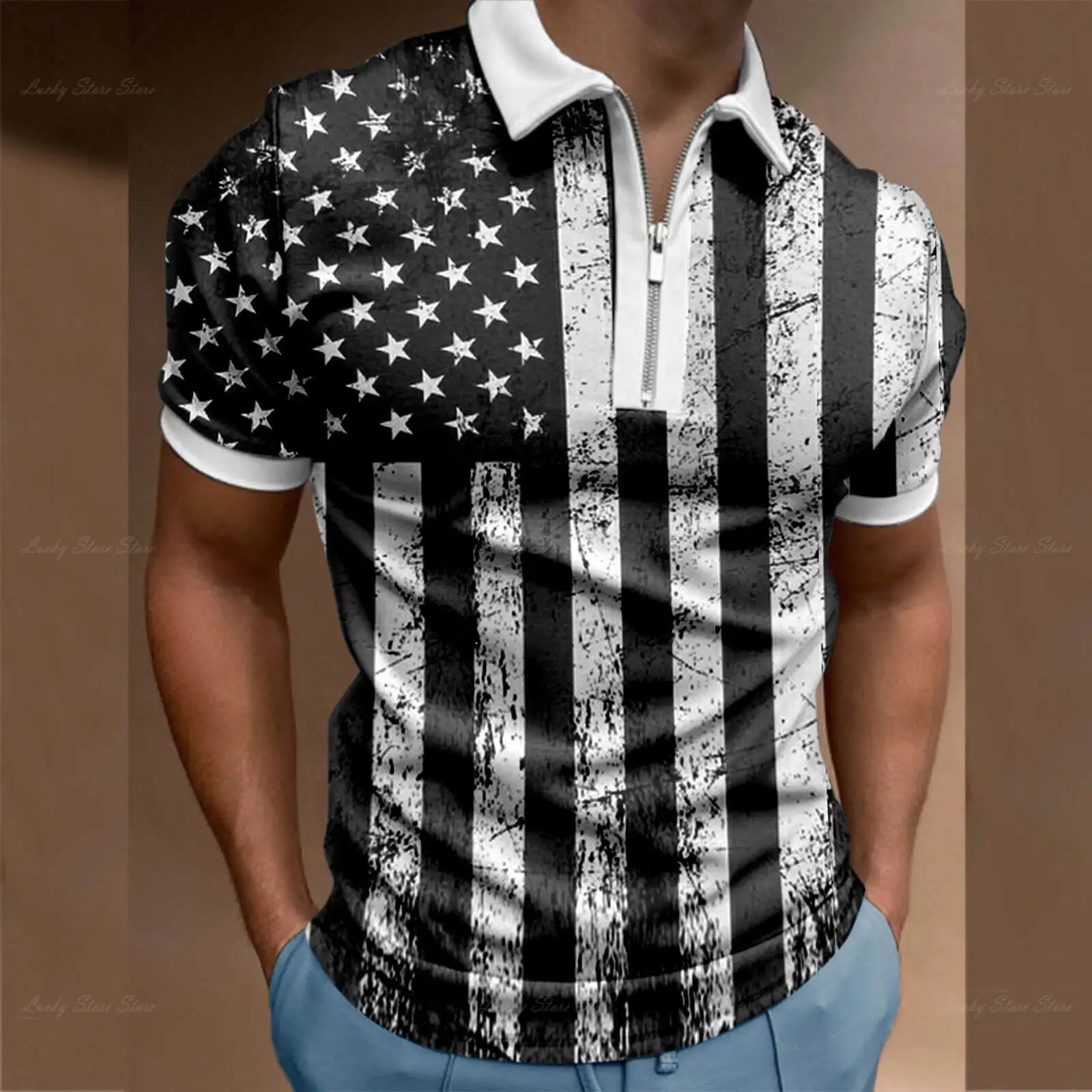 Summer New Men's Clothing Polo Shirt Streetwear Logo Print Casual Short Sleeve T Shirt Men's Lapel Zip Sweatshirt
Summer New Men's Clothing Polo Shirt Streetwear Logo Print Casual Short Sleeve T Shirt Men's Lapel Zip Sweatshirt