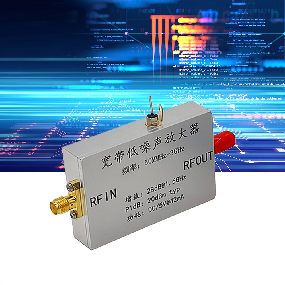 RF Broadband Low Noise Amplifier Ham Radio Module LNA 50MHz To 3GHz RF Signal Enhancement Antenna Gain Compensation DC/ 5V@42mA
RF Broadband Low Noise Amplifier Ham Radio Module LNA 50MHz To 3GHz RF Signal Enhancement Antenna Gain Compensation DC/ 5V@42mA