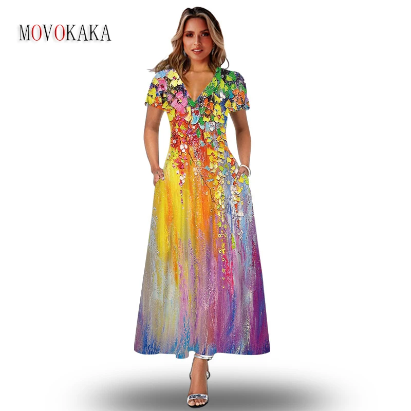 MOVOKAKA Spring Summer Vintage Printing Woman Long Dress Elegant Party Casual Holiday Beach Short Sleeve Vestidos V Neck Dresses
MOVOKAKA Spring Summer Vintage Printing Woman Long Dress Elegant Party Casual Holiday Beach Short Sleeve Vestidos V Neck Dresses