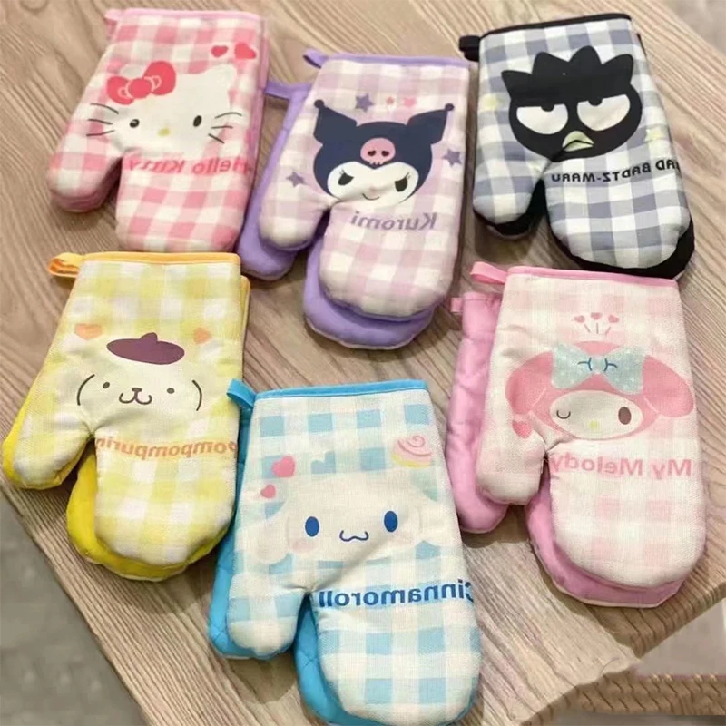 

Sanrio Kawaii Hello Kitty Insulation Gloves Cartoon My Melody Oven Microwave Thickened Anti-scalding Gloves Cute Baking Tools