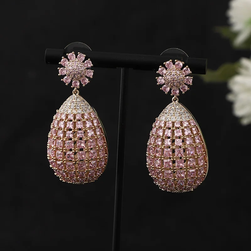 European style court water drop square zircon earrings big droplets flower Luxury wedding stud earrings
European style court water drop square zircon earrings big droplets flower Luxury wedding stud earrings