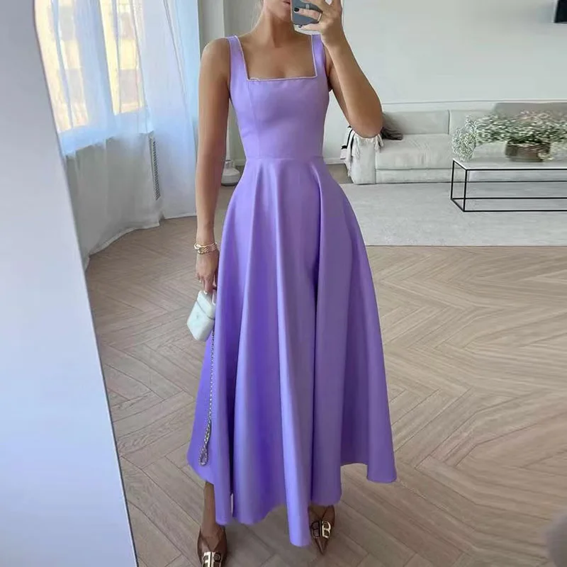 Простое сексуальное однотонное вечернее платье с завышенной талией, модель 2023 года, весеннее длинное платье с вырезом лодочкой, женское летнее платье на бретелях с открытыми плечами
Простое сексуальное однотонное вечернее платье с завышенной талией, модель 2023 года, весеннее длинное платье с вырезом лодочкой, женское летнее платье на бретелях с открытыми плечами