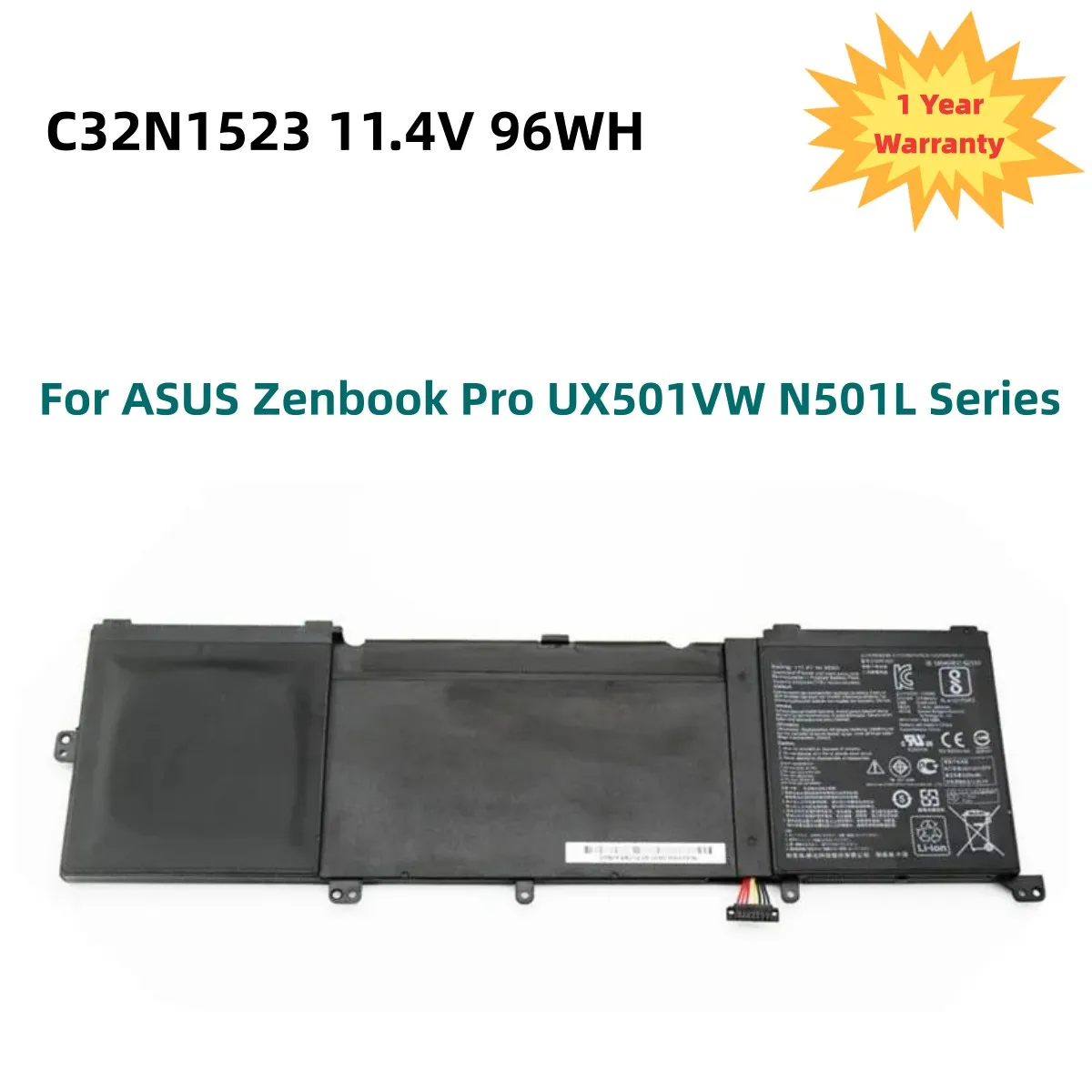 C32N1523 Аккумулятор для ноутбука ASUS Zenbook Pro UX501VW N501L Series 11 4 V 96WH