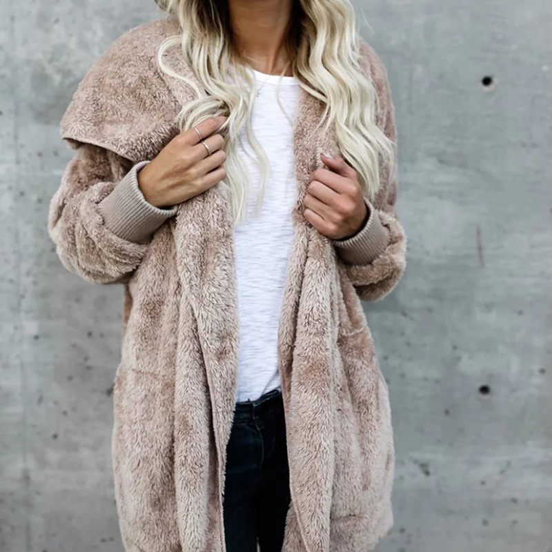 

Winter Coat Women Fur Cardigan Jacket Long Sides Both Side Wearing Faux Fur Coat Teddy Coat Ladies Autumn Winter Thermal Coats