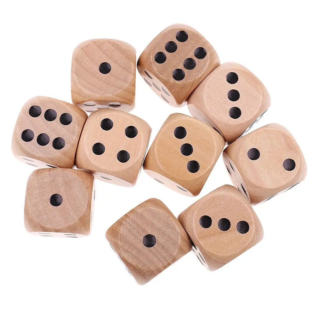 10PCS 20mm Wooden Dice Point D6 Cubes Round Corner 6 Sided Bar Pub Club Party Kid Toys Board Games Dice for Adu
10PCS 20mm Wooden Dice Point D6 Cubes Round Corner 6 Sided Bar Pub Club Party Kid Toys Board Games Dice for Adu