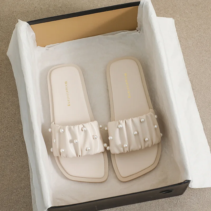 Korean Version Outer Wear Slippers Women Summer New Flat Slippers Girls Shoes Soft Bottom Pearl Decorative Slippers Women 42 43
Korean Version Outer Wear Slippers Women Summer New Flat Slippers Girls Shoes Soft Bottom Pearl Decorative Slippers Women 42 43