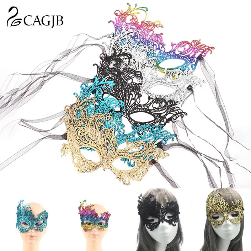 

1pcs Unshaped Golden Hot Stamping Ladies Sexy Lace Masquerade Mask For Carnival Halloween Half Face Ball Party Cosplay Eye Masks