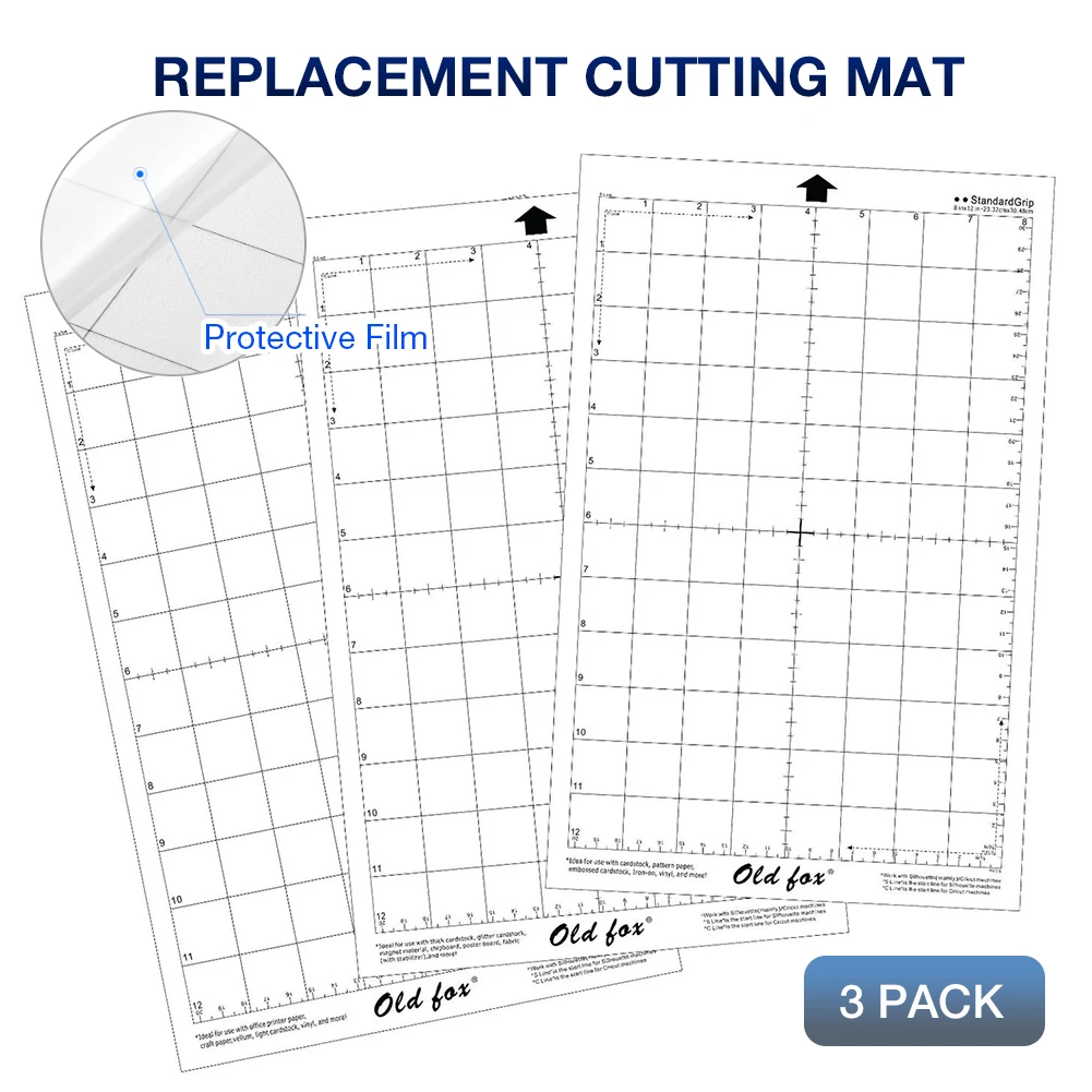 3Pcs Replacement Cutting Mat Transparent Adhesive Mat With Measuring Grid 8 By 12-Inch For Silhouette Cameo Plotter Machine
3Pcs Replacement Cutting Mat Transparent Adhesive Mat With Measuring Grid 8 By 12-Inch For Silhouette Cameo Plotter Machine