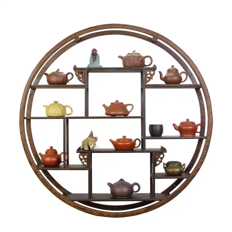 Household living room round small decorative frame solid wood modern new Chinese style wall hanging Teapot Tea storage rack
Household living room round small decorative frame solid wood modern new Chinese style wall hanging Teapot Tea storage rack