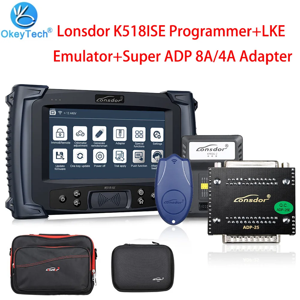 

Lonsdor K518ISE Programmer Plus Lonsdor LKE Smart Key Emulator 5 in 1 Plus Super ADP 8A/4A Adapter For Toyota Lexus Proximity