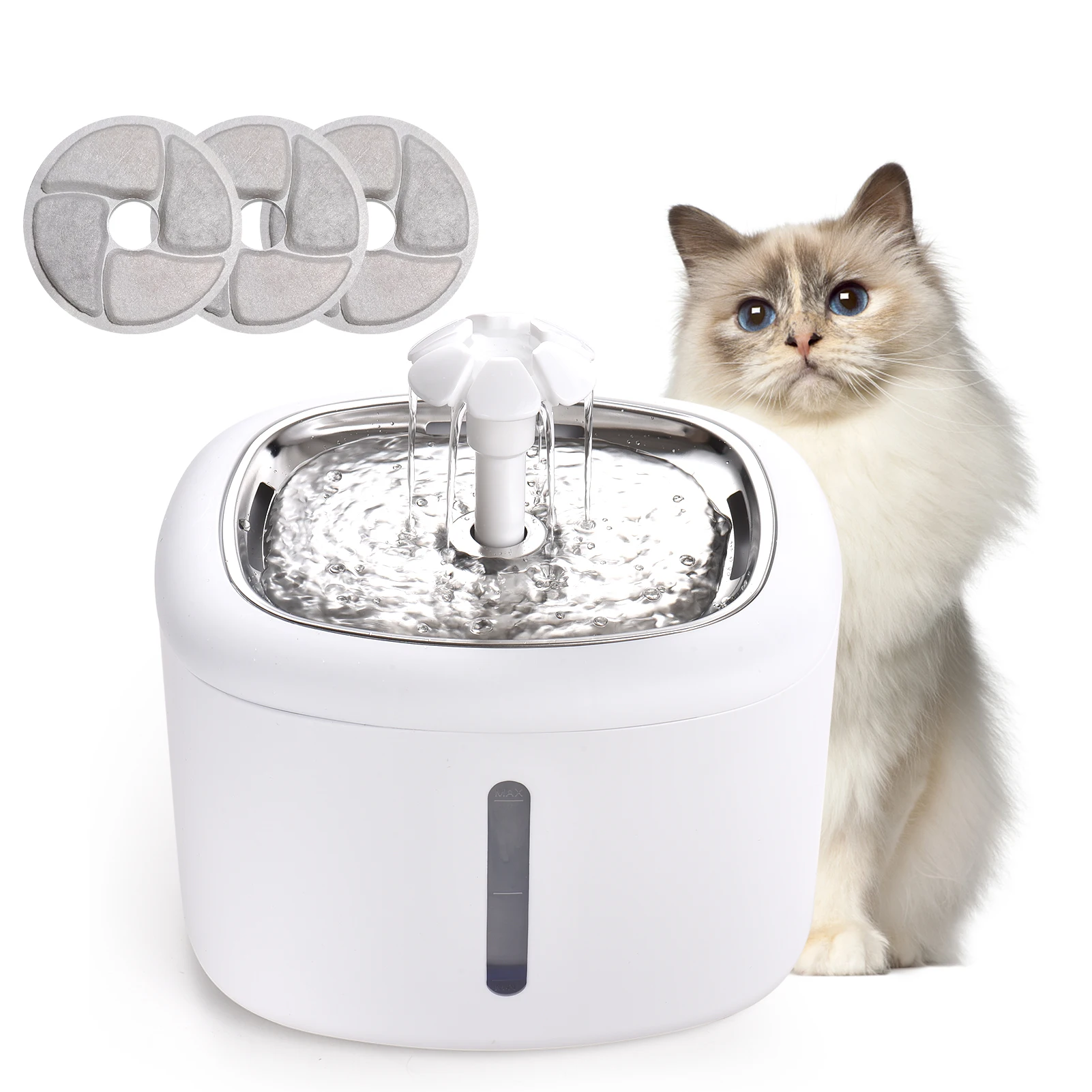 2.5L Automatic Cat Water Fountain Dog Water Dispenser Pet Fountain with 3 Replacement Filters for Multiple Pets
2.5L Automatic Cat Water Fountain Dog Water Dispenser Pet Fountain with 3 Replacement Filters for Multiple Pets