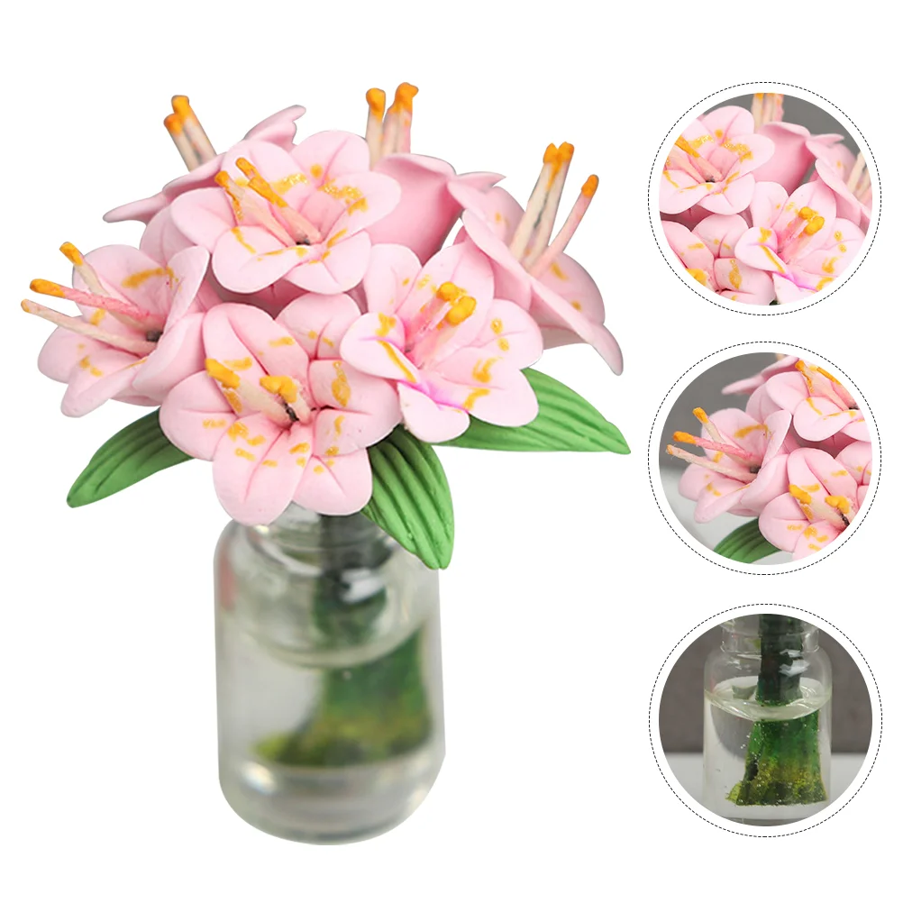 

Artificial Flower Mini Pots Exquisite Bonsai Potted Resin Small Adornment Miniature Decor House Model