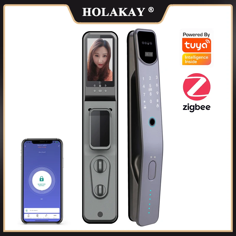 New 3D Face Smart Door Lock Tuya Zigbee Wifi Smart Home Security Camera Monitoring Card Key Password Fingerprint Electronic Lock
New 3D Face Smart Door Lock Tuya Zigbee Wifi Smart Home Security Camera Monitoring Card Key Password Fingerprint Electronic Lock