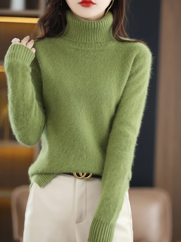 Autumn Winter Women's New High Neck Thickened Mink Fleece Sweater Knitted Pullover with Split Loose Solid Color Casual
Autumn Winter Women's New High Neck Thickened Mink Fleece Sweater Knitted Pullover with Split Loose Solid Color Casual