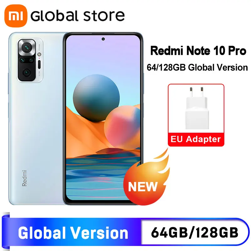 Глобальная версия смартфона Xiaomi Redmi Note 10 Pro 6 ГБ 64 Гб/128 Snapdragon 732G 108MP камера 120 Гц AMOLED