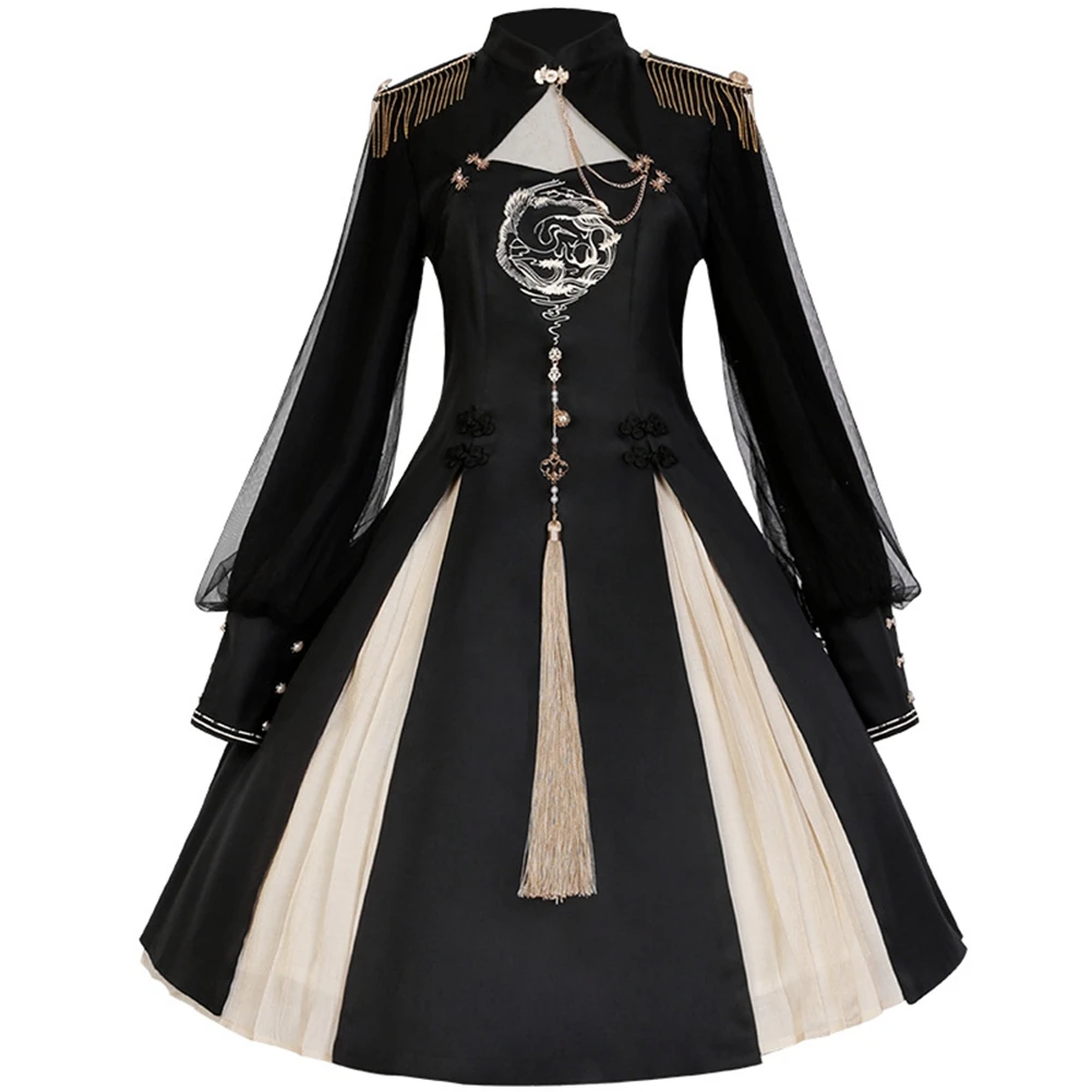 Women Girl Lolita Dress Black Long Sleeve Military Style Sweet Punk Gothic Dresses
Women Girl Lolita Dress Black Long Sleeve Military Style Sweet Punk Gothic Dresses