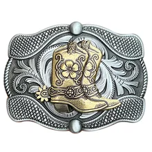 Western Cowboy Gold Riding Boots Carve Pin Men Belt Buckle Suit for 40mm Belts Good Plating Cash Commodity Dropshipping