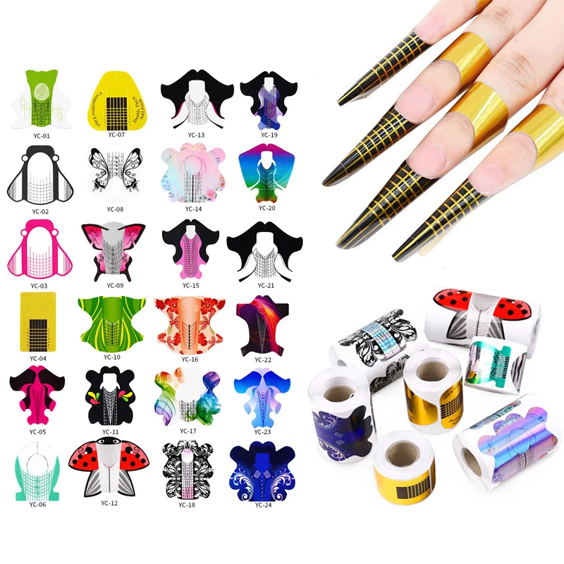 

Self-adhesive Forms Accessories Guide Gel Extension Tools Nail Manicure Building 100pcs/lot Art Nail Salon Sticker