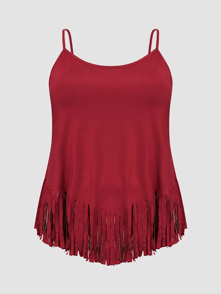 

Finjani Fringe Detail Cami Top For Women Plus Size Solid Summer Camisole Casual Sexy Suspenders Women's Clothing