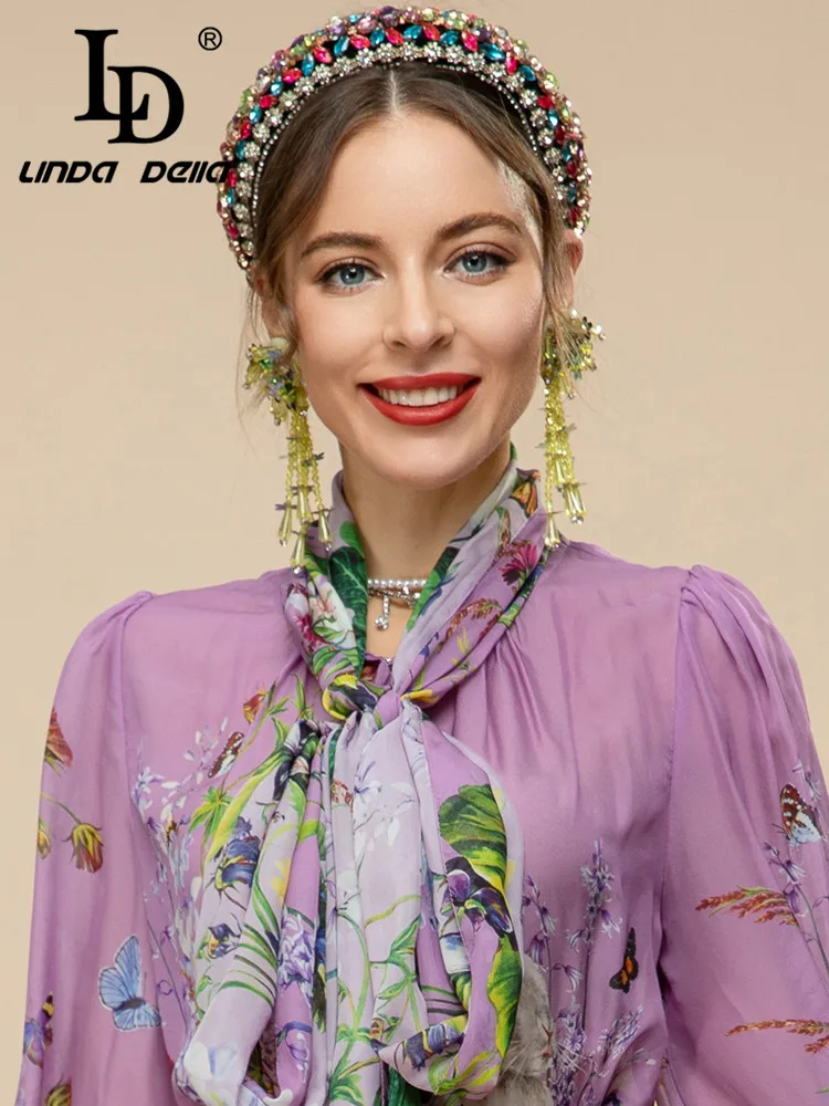 LD LINDA DELLA 2023 Summer Fashion Purple Floral Shirt Women Vintage Bow Lantern Sleeve Silk Loose Blouses
LD LINDA DELLA 2023 Summer Fashion Purple Floral Shirt Women Vintage Bow Lantern Sleeve Silk Loose Blouses